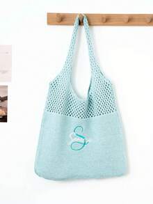 个性化刺绣名字包，女士钩针钱包，购物袋，夏季沙滩包，手提包，手工编织波西米亚风包，女士托特包，送她的礼物，周末旅行包，钩针手提包图样，多用途，大容量，百搭，多功能，色彩缤纷，可爱，迷人，简约，趣味，卡哇伊 - 彩色 - 查看 2