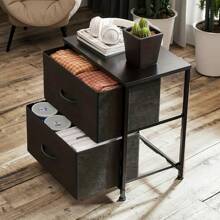 2 Drawer Dresser Nightstand Pack Of 2 Bedroom Storage Organizer Cabinet Fabric Drawers Grey Black Brown White, Choose Between Single Or Pack Of 2, Multifunctional Dresser For Bedroom, Entryway, Closet, Dorm, Local Warehouse  Nightstands, 2 Drawer Dresser For Bedroom Night Stand Small Dresser End Table With Drawers - 黑色 - 查看 5