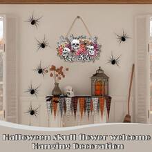 Halloween Skull Welcome Vintage Wooden Sign Welcome Plaque, Wooden Doorplate Wooden Vintage Country Hanging Halloween Horror Pattern Welcome Front Door Sign Wall Decoration Suitable For Bars, Cafes, Nightclubs, Party Atmosphere Signs, Indoor And Outdoor Parties Home Decor Halloween Decor Fall Decor Room Decor - Multicolor - View 2