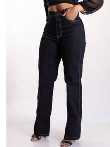 Wide Leg Plain Pantaloons - Đen và trắng - Xem 1