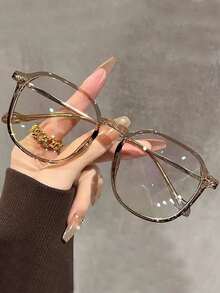 Square Brown Tinted Lens Glasses, Suitable For Women, Suitable For Daily Social Occasions And Street Fashion Outfits - Multicolor - View 8