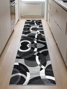 1pc Modern Minimalist Black Area Rug, Washable Non-Slip, 850g/M² For Living Room Bedroom Kitchen Office Entryway