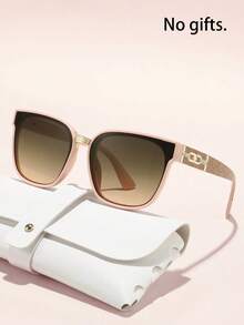 一副新款几何镜框高品质优雅品牌设计眼镜，女士时尚款（不含配件），适合户外活动、购物、驾驶等场合，是理想的礼物之选，镜腿饰有优雅装饰，超大方形镜框 - 彩色 - 查看 1