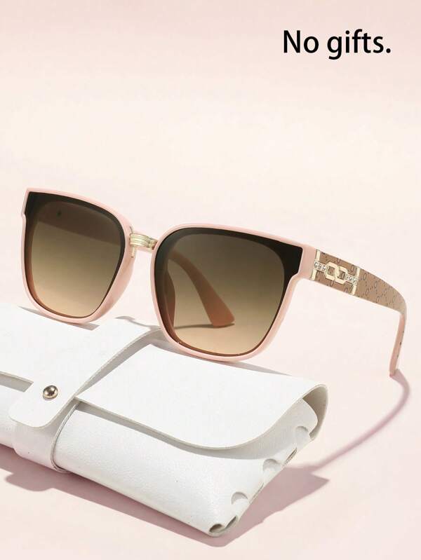 1 pieza Nuevas gafas de mujer con marco geométrico de alta calidad, diseño de marca elegante. Para actividades al aire libre, compras, conducción. Accesorios ideales como regalo. Decoración de las patillas de estilo elegante con marco cuadrado oversize.