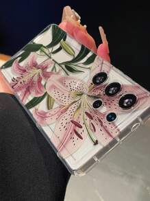 Flower 1pc Original Cartoon Illustration Phone Case For Galaxy/ 16 Pro/11/12/13/14/15, Personalized Perforated Protective Cover, Suitable Gift