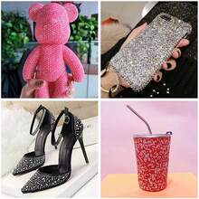 2368颗3-10毫米混合珍珠树脂水钻平底珍珠，DIY珠宝工艺材料，适用于手机壳、化妆镜、杯子、鞋子装饰 - 湖深藍色 - 查看 4