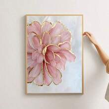 1 件，现代金粉色牡丹帆布画海报，适用于卧室、办公室、咖啡厅、家庭和宿舍墙壁艺术装饰，带/不带框架选项，圣诞装饰