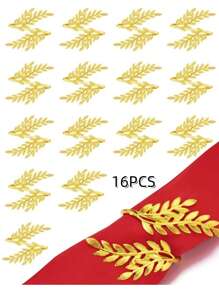 4-20pcs Metal Leaf Napkin Rings, Wheat Napkin Holders For Wedding, Christmas Party, Banquet