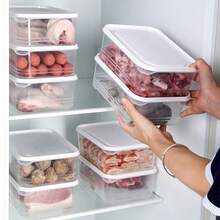 10pcs 40.58oz Stackable Refrigerator Storage Containers, Plastic Freezer Food Storage Boxes With Flip Lid, Reusable Multi-Functional Airtight Lunch Boxes, Suitable For Meat, Fruit, Vegetables, Microwave - Multicolor - View 1