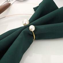 1-12pcs Luxury Hotel & Restaurant Table Decor Pearl Napkin Rings, Suitable For Wedding, Holiday Dinner Table Decoration