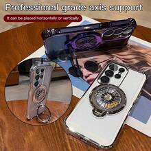 1 件黑色磁力陀螺仪手机支架，透明奢华时尚防震气囊手机壳，兼容 Apple 17pro/17promax/17Air/17/6/7/8/X/XS/XR/11/12/13/14/15/16/16e、Galaxy S22/23/24/25/S24 FE/S25 EDGE、A04/05/06/A14/A15/A16/A24/A25/A34、Redmi Note 7/8/9/10/11/12/13、Redmi 9/10/12/13C、OPPO、MOTO、Honor X、HW、Realme C53 C55 - 黑色 - 查看 3