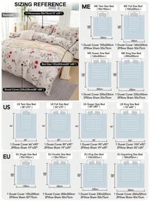 3pcs/Set Floral Pattern Duvet Cover Set(1 Duvet Cover & 2 Pillowcase)Soft And Skin-Friendly Duvet Cover Bedding Set For Home, All Season Bed Sheets Set