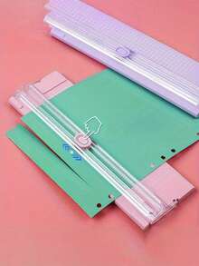 1 件切纸机，小尺寸，A4 兼容，滑动裁纸器，双面适用于纸张、照片、复印纸、文具，包括尺子和剪刀工具，返校礼物 - 彩色 - 查看 6