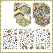 4pcs 2.5D Large Size Business Open Series Decorative Stickers, Suitable For Scrapbooking,School Supplies,Back To School
