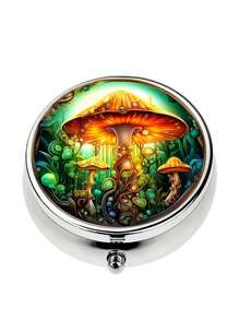 Pudełko na tabletki z 2 przegródkami, przenośne etui na leki, można umieścić w kieszeni lub portfelu, dekoracyjne metalowe pudełko do przechowywania leków i witamin, wyjątkowy prezent (kwiatowy)