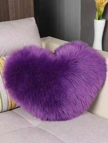 1PC迷你心形毛绒抱枕卧室装饰沙发汽车腰枕靠垫内填充物 - 紫色 - 查看 4