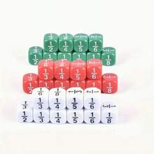 12pcs 16mm Round Fraction Dice, For Math Education - 1/2, 1/3, 1/4, 1/5, 1/6, 1/8 - Suitable For School And Home Teaching - Multicolor - View 3