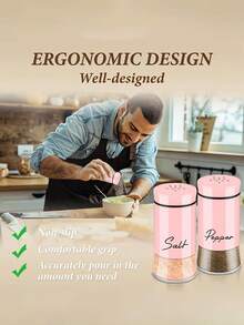 Bộ 2 lọ đựng muối và tiêu, bao gồm lọ đựng muối đáy thủy tinh trong suốt, lọ đựng muối và tiêu bằng kim loại dễ vệ sinh, hộp đựng gia vị, lọ đựng gia vị bằng thủy tinh, hộp đựng lọ gia vị, vật trang trí hoàn hảo cho nhà bếp và bàn ăn, lọ gia vị giúp tăng thêm hương vị cho các bữa ăn tại nhà. - Nhiều màu - Xem 7