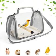 1pc Parrot Carrier Backpack, Breathable Transparent Carrying Cage For Bird, Lizard, Hamster, Pet Supplies