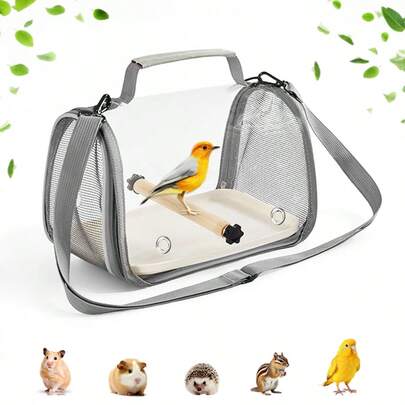 1pc Parrot Carrier Backpack, Breathable Transparent Carrying Cage For Bird, Lizard, Hamster, Pet Supplies