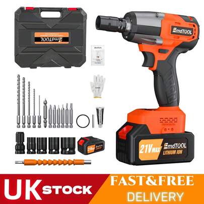 AutoFu Cordless Impact Wrench 1/2 Inch, 550N.M High Torque 3000 RPM, Brushless Motor, With  Li-Ion Battery, Electric Wrench For Tire Lug Nuts