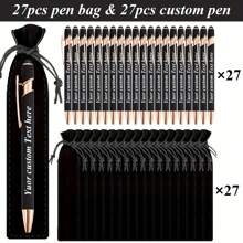 27pcs Customized Luxury Soft Touch Pens With 27 Black Pencil Cases, Rubber Round Ballpoint Pens, Personalized Writing Tools, Suitable For Engraving Names And Company Websites, Ideal For Men, Anniversary, Christmas, School Supplies, Birthday Gifts, Stationery, Back To School