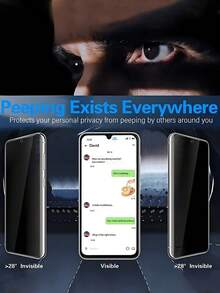 2 片装隐私钢化玻璃屏幕保护膜适用于 Galaxy S24 Fe S23fe S21 FE S20 FE A56 A55 A54 A36 A35 A26 A25 A23 A16 A15 A14 A13 A06，9H 硬度全覆盖手机保护膜，防摔、防指纹、超耐用 - 黑色 - 查看 6