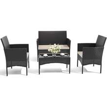 4-Piec Rattan Outdoor Furniture Patio Conversation Set For Backyard, Porch, Poolside W/Coffee Table-Sand - 黃色 - 查看 9