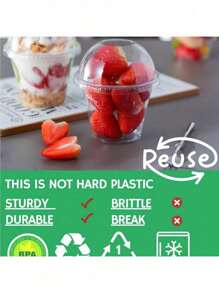Clear Plastic Cups With DomesDessert Cups With Lids, CrystaPET Parfait Cups, DisposableParty Cups For Fruit/Lce CreamCupcake/Iced Cold DrinksSchoolSupplies Food Bag FoodBox Suitable For CandyChocolate Cookies Etc..For Halloween Or Christmas Party