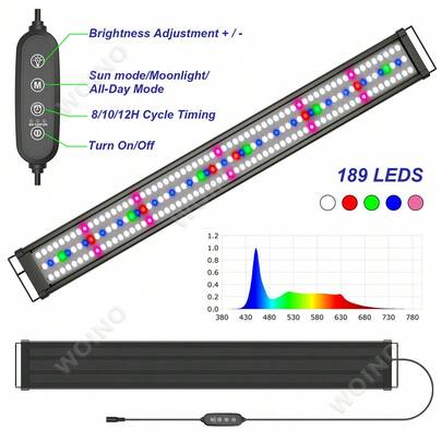120cm Fish Tank Light LED Aquarium Light RGB With Timer,All Day Mode 5 Color Full Spectrum,Fit 115-145cm Fish Tank,UK Stock