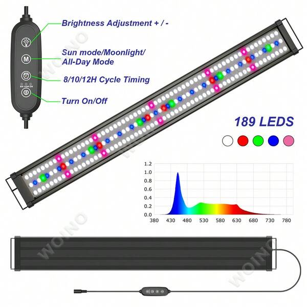 120cm Fish Tank Light LED Aquarium Light RGB With Timer,All Day Mode 5 Color Full Spectrum,Fit 115-145cm Fish Tank,UK Stock