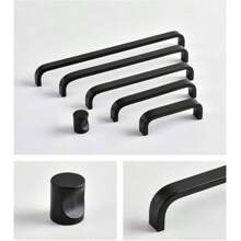 Black Aluminum Alloy Handle, Fashionable Kitchen Cabinet Knob And Drawer Pull (Set: Handles + Screws)