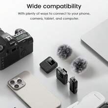 3-In-1 Professional Wireless Lavalier Microphone For IPhone, Android, Camera – 328ft Range, 20H Battery, Wireless Microphones, Noise Canceling For Recording, Live Streaming - 黑色 - 查看 8