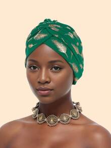 女式发带吸汗带 1 件羽毛和金箔头巾帽，适合日常佩戴、派对、旅行和户外（仅头巾）发饰时尚发带美容头带秋季配饰 - 彩色 - 查看 2