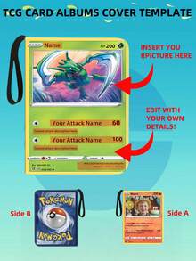 1pc Customizable Personalized Card Album Cover Template, Editable TCG Card Album, Personalized Trading Card Album, DIY Gift, Inspirational Template Suitable For Family And Children