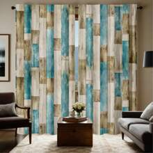 2pcs/Set Nordic Style Simple Wood Pattern Door Curtain, Lightweight And Ventilated, Suitable For Cozy Bedrooms, Chic Offices, Fashionable Kitchens, Warm Living Rooms, And Peaceful Study Rooms