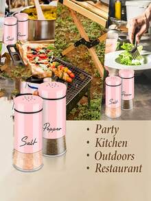Bộ 2 lọ đựng muối và tiêu, bao gồm lọ đựng muối đáy thủy tinh trong suốt, lọ đựng muối và tiêu bằng kim loại dễ vệ sinh, hộp đựng gia vị, lọ đựng gia vị bằng thủy tinh, hộp đựng lọ gia vị, vật trang trí hoàn hảo cho nhà bếp và bàn ăn, lọ gia vị giúp tăng thêm hương vị cho các bữa ăn tại nhà. - Nhiều màu - Xem 3