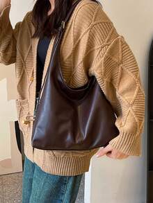 Large Shoulder Tote Bag For Women, Fashion Design Stylish Handbag - Chocolate Brown - View 4