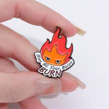 1 Pc Cute Cartoon Flame Series Lapel Pin, Funny Anime Character Peripheral Quirky Style Brooch, Versatile Fashion Accessory - Flame - View 11