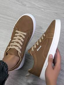 男士运动鞋，男士休闲鞋，时尚个性街头风学生酷炫系带男鞋，男士运动鞋 - 摩卡棕 - 查看 2