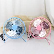 Ventilador pequeño de escritorio, ventilador USB de cuatro aspas de aluminio, silencioso y con viento súper fuerte, mini ventilador portátil para oficina en casa, regalo ideal de verano. - Azul - Ver 2