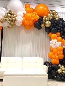 104pcs Royal Blue And Yellow Balloon Flower Ring Set, Different Sizes 18/12/105 Inches Balloons, Suitable For Birthday Wedding Anniversary Bachelor Party Graduation Ceremony Theme Party Decoration