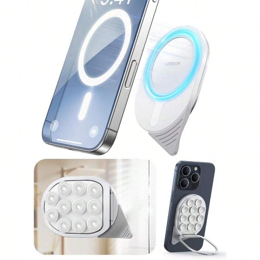 Suction Cup Phone Mount Magsafe Phone Grip With Pull Ring Phone Suction Grip For IPhone  Android Cell Phone Grip Holder For Creators Selfies Fitness White - White - View 1