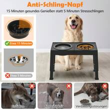 Elevated Dog Bowls Foldable,With Slow Feeder And No Spill Water Bowl, Raised Pet Bowl Stand For Large Sized Dogs,5 Heights Adjustable Elevated Pet Bowls Cat Food And Water Feeding Bowl Set, 9/11/12/14 Inch, Black