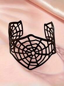 1 pièce Bracelet en métal lisse personnalisé et minimaliste à manchette ouverte exagérée, design de toile d'araignée creux rétro de niche, accessoire de bijoux d'Halloween