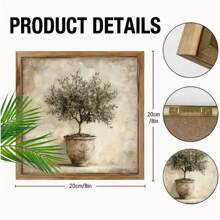 1 Piece, Retro Olive Tree Framed Mural, 8x8 Inch Motivational Slogan, With A Rustic Style, Very Suitable For Home Or Office Decoration, Perfect As A Gift For Family And Friends, Mural Decoration