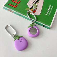 Eggplant 3D Silicone Cute Cartoon AirTag Protective Case Compatible With Apple AirTag, Keychain, Anti-Lost Device