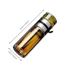 Double-Wall Borosilicate Glass Tea Cup With Stainless Steel Filter, Portable Tea Concentrate Cup, Anti-Scald, Insulated, Transparent Office And Outdoor Water Bottle, Business-Grade Car Mounted Drinkware