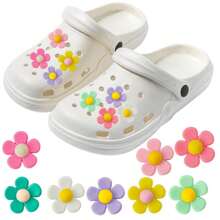 Conjunto de decoração de sapatos com flores, 5/6/10/14 peças, acessórios de PVC para sapatos femininos, acessórios removíveis para sapatos faça você mesmo, ideal para sapatos com sola de madeira, sandálias, bolsas de praia, decorações de sapatos e presentes para festas