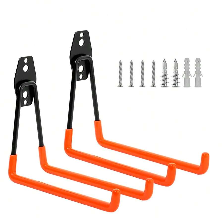 Vmingo 2 Piezas Gancho Soporte Horizontal Bicileta Arnes Acero Goma Antideslizante Pared Colgar Almacenar Garage Organizacion Habitación Taller - Tipo L - Ver 1